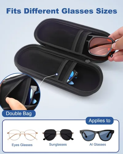 Vista 2 de Krypthos Estuche organizador de lentes de sol de viaje doble, bolsa de almacenamiento portátil de seguridad para hombres y mujeres, carcasa rígida