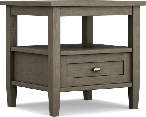 Vista 31 de SIMPLIHOME - Mesa lateral estrecha rectangular Warm Shaker, de madera maciza, de 14 pulgadas de ancho, estilo transicional, color negro, para sala