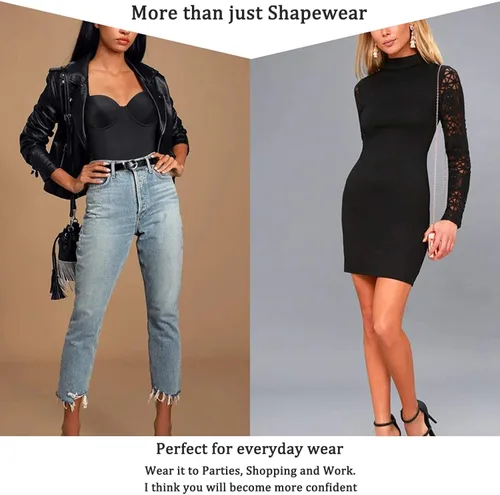 Vista 4 de SOEPCNEI Shapewear for Women, Women's Sexy Bodysuit, Tummy Control Fajas Body Shaper with Lace cutouts Butt Lifter.