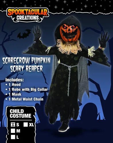 Vista 6 de Spooktacular Creations Disfraz unisex de calabaza malvada para Halloween para niños, disfraz de calabaza aterradora para Halloween y cosplay