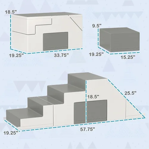 Vista 7 de Qaba - Juguetes de escalada para niños pequeños, bloques de escalada de espuma para edades de 1 a 3 años, color gris claro