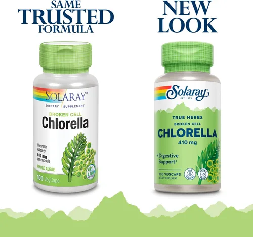 Vista 3 de SOLARAY Broken Cell Chlorella 410 mg Superalimento rico en nutrientes con proteínas de origen natural, vitaminas, minerales, clorofila Sin OMG