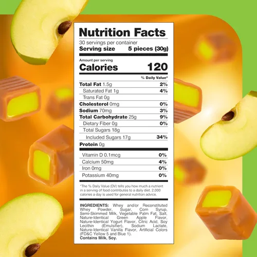 Vista 2 de Caramel Candy, Apple Filling, Caramels Individually Wrapped - 2 Lb Pack
