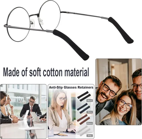 Vista 4 de Cojines para las orejas para lentes con tela de algodón, puntas de retenedor de gafas de punto suave, almohadillas elásticas antideslizantes
