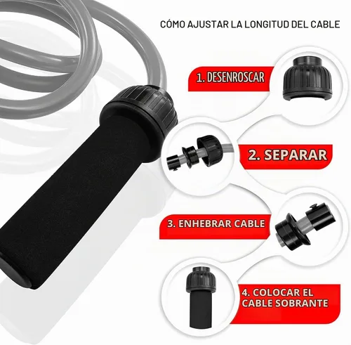 Vista 3 de Cuerda de saltar con peso (1 libra) – Cuerda de saltar de velocidad de rodamiento de bolas sin enredos para artes marciales mixtas boxeo, pérdida