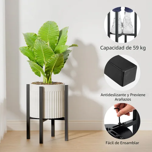 Vista 4 de Linpla Soporte de Metal Ajustable para Plantas de Interior y Exterior - Se Adapta a Macetas de 8 a 12 Pulgadas - Soporte para Macetas Moderno