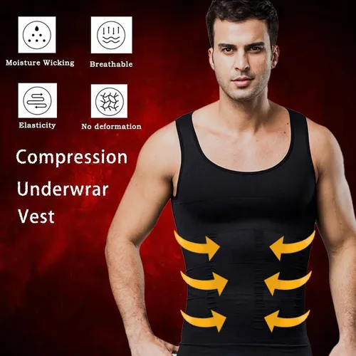 Vista 2 de LARDROK Chaleco adelgazante para hombre, camiseta de compresión para ginecomastia, control de abdomen, ropa