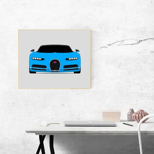 Vista 7 de Custom Car Posters Handmade Poster compatible with Bugatti Chiron Sport (2016-Present) Print Wall Art Décor - 8x10 Metallic Print (Unframed)