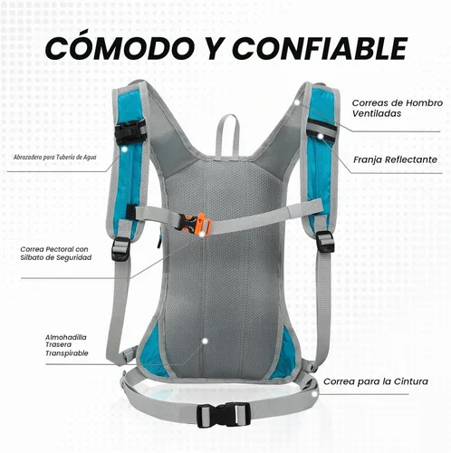 Vista 3 de Nepest Hydration Pack Backpack with 2L Water Bladder Reflective Lightweight Water Pack, Hydropack bag for Hiking, Running, Biking, Cycling, Verde