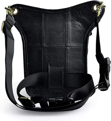 Vista 3 de Riñonera de cuero para hombres y mujeres, bolsa de protección multiusos, para motocicleta, deportes al aire libre, ciclismo, equitación, senderismo