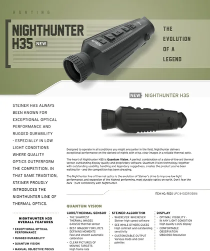 Vista 5 de Steiner Nighthunter H35 - Alcance óptico térmico portátil con tecnología de visión cuántica
