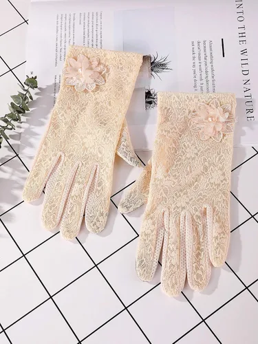 Vista 7 de SATINIOR Guantes florales de encaje para mujer, elegantes guantes de encaje cortos, guantes de verano para boda, Halloween, fiesta de cosplay