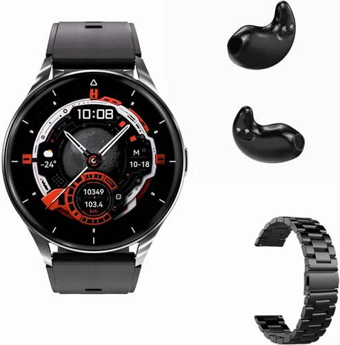 Vista 10 de X10 - Reloj inteligente con auriculares para iPhone, Android, smartphones de 1.39 pulgadas, redondo, Bluetooth, llamadas, reloj inteligente Plateado