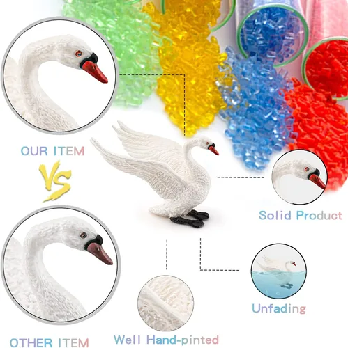 Vista 2 de LC JoyCre 4PCS Cisne Blanco Figura Ganso Cisne Juguete Figura de Animal para Niños Pequeños Figuras de Animales Preescolares Proyecto Educativo