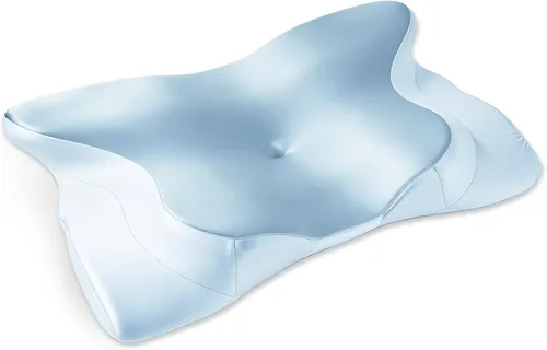 Vista 8 de Almohada cervical para aliviar el dolor de cuello, almohada cervical de espuma viscoelástica con contorno de mariposa para dormir, almohada