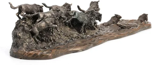 Vista 4 de Veronese Design Estatua de resina de gran migración de 17 pulgadas con acabado de bronce