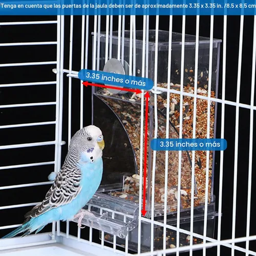 Vista 4 de Hamiledyi Alimentador automático de jaulas para pájaros sin ensuciar, con perca, acrílico transparente, contenedor de alimentos, accesorios