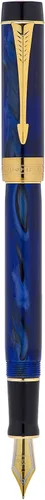 Vista 6 de Jinhao 100 - Pluma estilográfica clásica de celuloide de mármol azul, punta extrafina con convertidor y estuche para bolígrafos