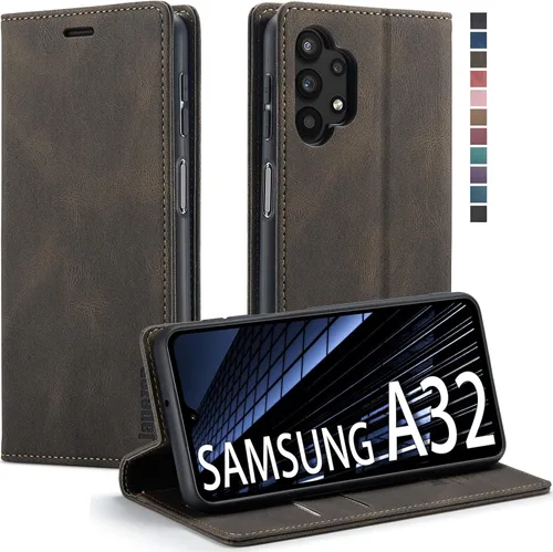 Vista 15 de Funda tipo cartera para Samsung Galaxy A32 5G con bloqueo RFID, tarjetero y función atril magnético, funda de cuero con tapa para Galaxy A32 5G