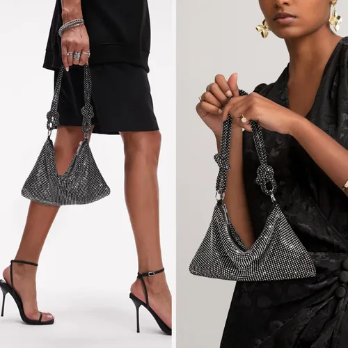 Vista 4 de Rhinestone Purses for Women Chic Sparkly Evening Handbag Bling Hobo Bag Shiny Silver Clutch Purse for Party