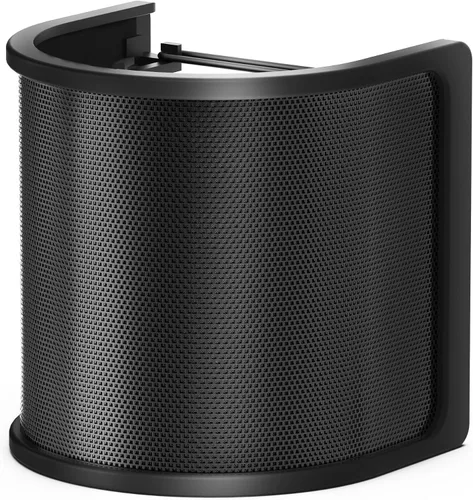 Vista 7 de IXTECH Filtro pop de micrófono, pantalla pop de micrófono con malla de metal y filtro de espuma, cubierta de parabrisas de micrófono de mano Escudo