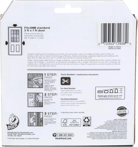 Vista 2 de Duck Brand Max Strength Sello de Burletes de Silicona para Puertas y Ventanas, Autoadhesivo, Se Adapta a Espacios Medianos de 1/8-1/4 Pulgadas, .31