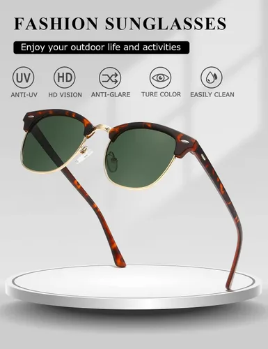 Vista 29 de AEVOGUE Gafas de sol polarizadas para mujeres y hombres semi marco retro gafas de sol AE0369