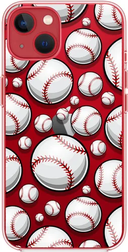 Vista 3 de Blingy's Funda para iPhone 14, divertido diseño deportivo de béisbol, funda protectora transparente de TPU suave de 6.1 pulgadas (estilo béisbol)