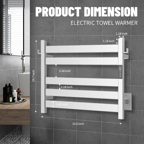 Vista 6 de K&KALONZO EL18SL - Toallero térmico de 5 bares, montaje en pared, calor rápido en 2 minutos, EL18SL Brushed, Fast Heat(122°F in 2 Min), Built-in