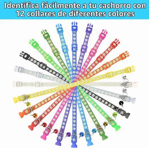 Vista 5 de GAMUDA 12 collares reflectantes para identificación de cachorros, juego de nailon suave, bandas de arena con hebilla ajustable con 2 gráficos