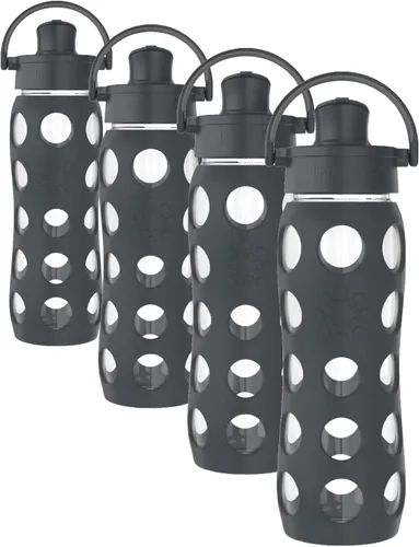 Vista 13 de Lifefactory Botella de agua de vidrio de 16 onzas con tapa abatible activa y funda protectora de silicona, melón Funda protectora de silicona