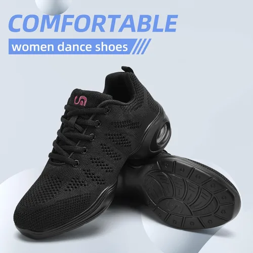 Vista 5 de PPQ Zapatos de baile para mujer, zapatos de jazz, tenis de baile, transpirables, con suela dividida, suela dividida, zapatos atléticos para caminar