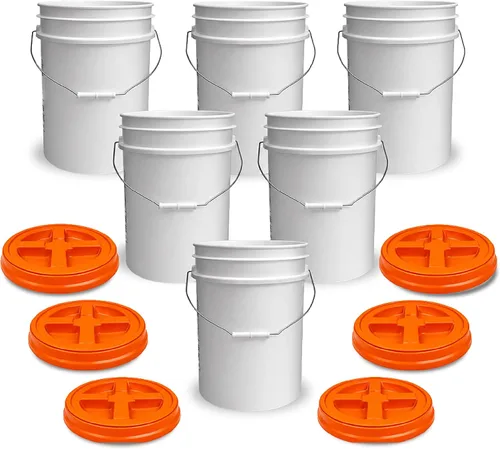 Vista 13 de ePackageSupply - Cubo de 5 galones, grado alimenticio, sin BPA, color negro y negro, 1 unidad Negro/Negro
