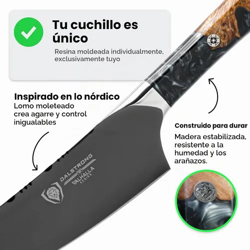 Vista 4 de Dalstrong Juego de 2 piezas, cuchillo de chef y pelar de 8 pulgadas, acero 9CR18MOV recubierto de titanio negro, 58+ HRC - Para cocinar y preparar