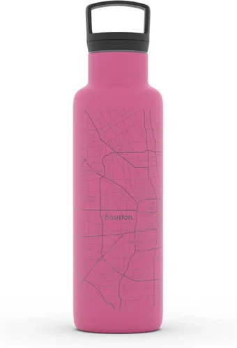 Vista 111 de Well Told Botella de agua aislada con mapa de Washington DC grabado, botella de acero inoxidable grabada (21 onzas, blanco) botella aislada de mapa