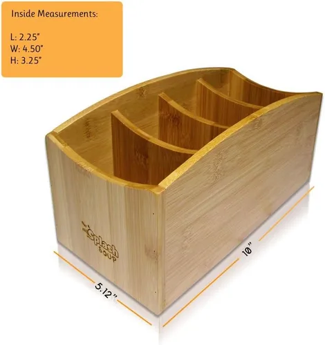 Vista 2 de Splash Soup - Organizador de bambú natural Almacenamiento de utensilios de cocina Organizador de escritorio de papelería de oficina en casa
