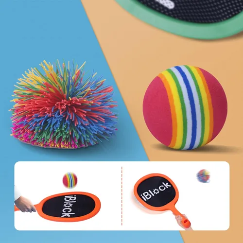 Vista 9 de Pelota de fútbol curvada y paletas portátiles para jugar en interiores y exteriores para niños