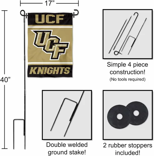 Vista 3 de College Flags & Banners Co. Bandera de jardín de Central Florida Knights con soporte