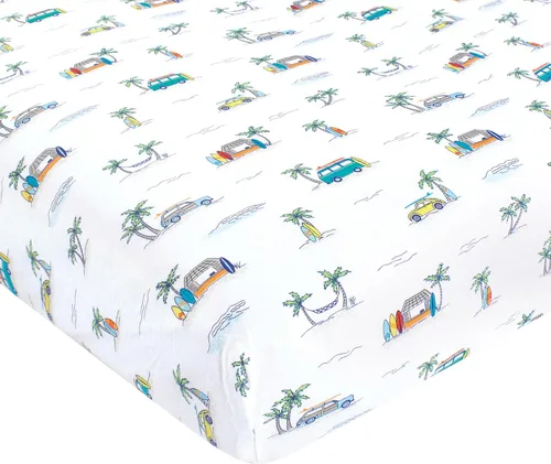 Vista 9 de Hudson Baby Sábana bajera ajustable unisex de algodón para cuna, avión, talla única