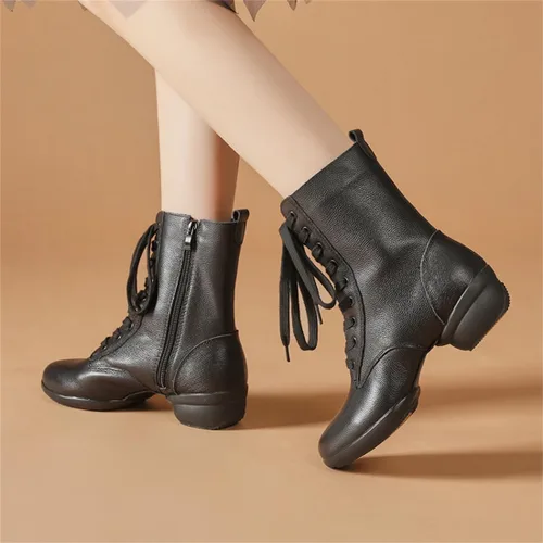Vista 3 de Zapatos de jazz para mujer, con cordones, para bailar, caminar, tenis de baile modernos con suela dividida