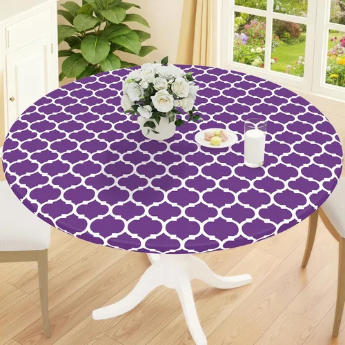 Vista 13 de Smiry Mantel redondo de pícnic, fundas de mesa elásticas impermeables para mesas de 18 a 24 pulgadas, manteles de vinilo con parte trasera