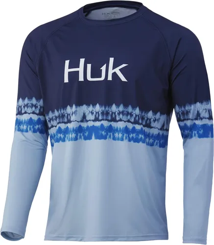 Vista 17 de Huk Pursuit Vented LS para hombre Refracción Fish Fade - San Sal/Wahoo