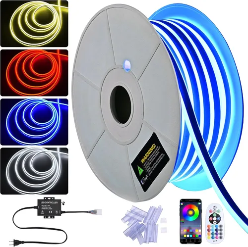 Vista 10 de DELight AC 110-120V impermeable IP65 camión de comida RGB 10 pies extensión de luces de neón con control remoto y aplicación sincronización