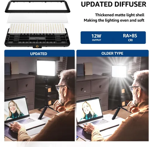Vista 8 de NiceVeedi Kit de iluminación LED para fotografía, paquete de 2 luces de video portátiles de 8 pulgadas con soporte de trípode ajustable de 29 7.9 in
