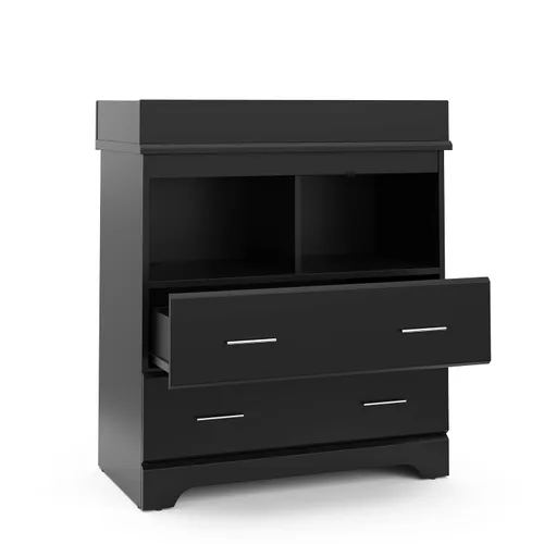Vista 7 de Storkcraft Brookside Cómoda de 2 cajones con cambiador encima (negro) – Certificado Gold GREENGUARD, cómoda de cajones y cubos fácil de combinar