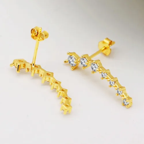 Vista 6 de Aretes de plata de ley 925 con circonitas cúbicas para mujer, aretes de tuerca de 7 estrellas de cristal, aretes de tuerca AAA con circonita cúbica