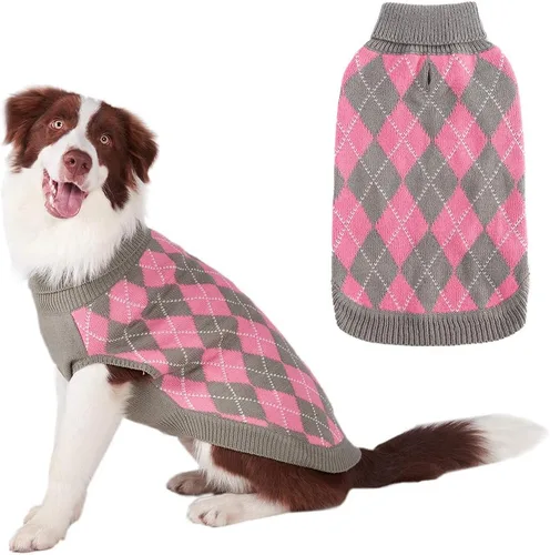 Vista 12 de PAWCHIE - Suéter para perro con agujero para correa para perros pequeños, clásico suéter de punto con cuello alto para clima frío, suéter de punto a