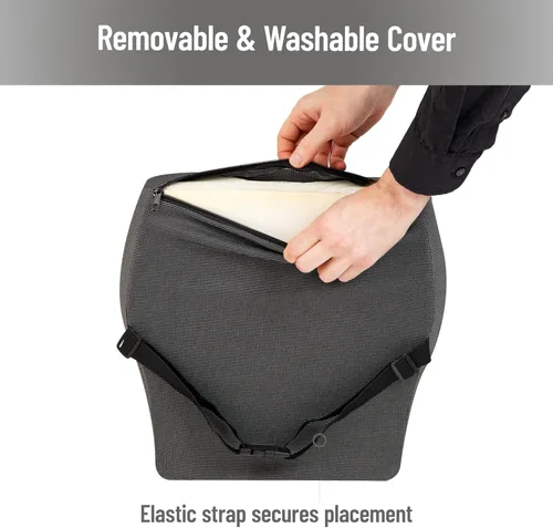 Vista 8 de Mind Reader Cojín de apoyo lumbar para silla de oficina y asiento de automóvil, espuma viscoelástica y núcleo de gel refrescante, tecnología