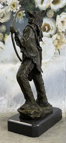 Vista 2 de Indian Native American Art Chief Eagle Portrait Bust Bronze Marble Statue Large Brilliance Sculpture Hot Cast by Think Bronze