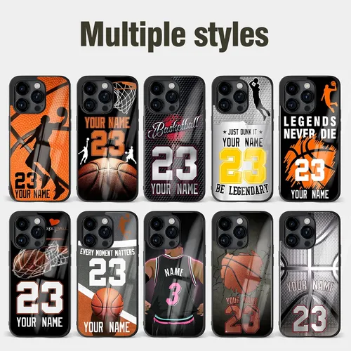 Vista 3 de Fundas de teléfono de baloncesto con número de nombre personalizado para iPhone 11 12 13 14 15 16 17 Pro Max Plus Mini Xr Xs, para Samsung S21 S22